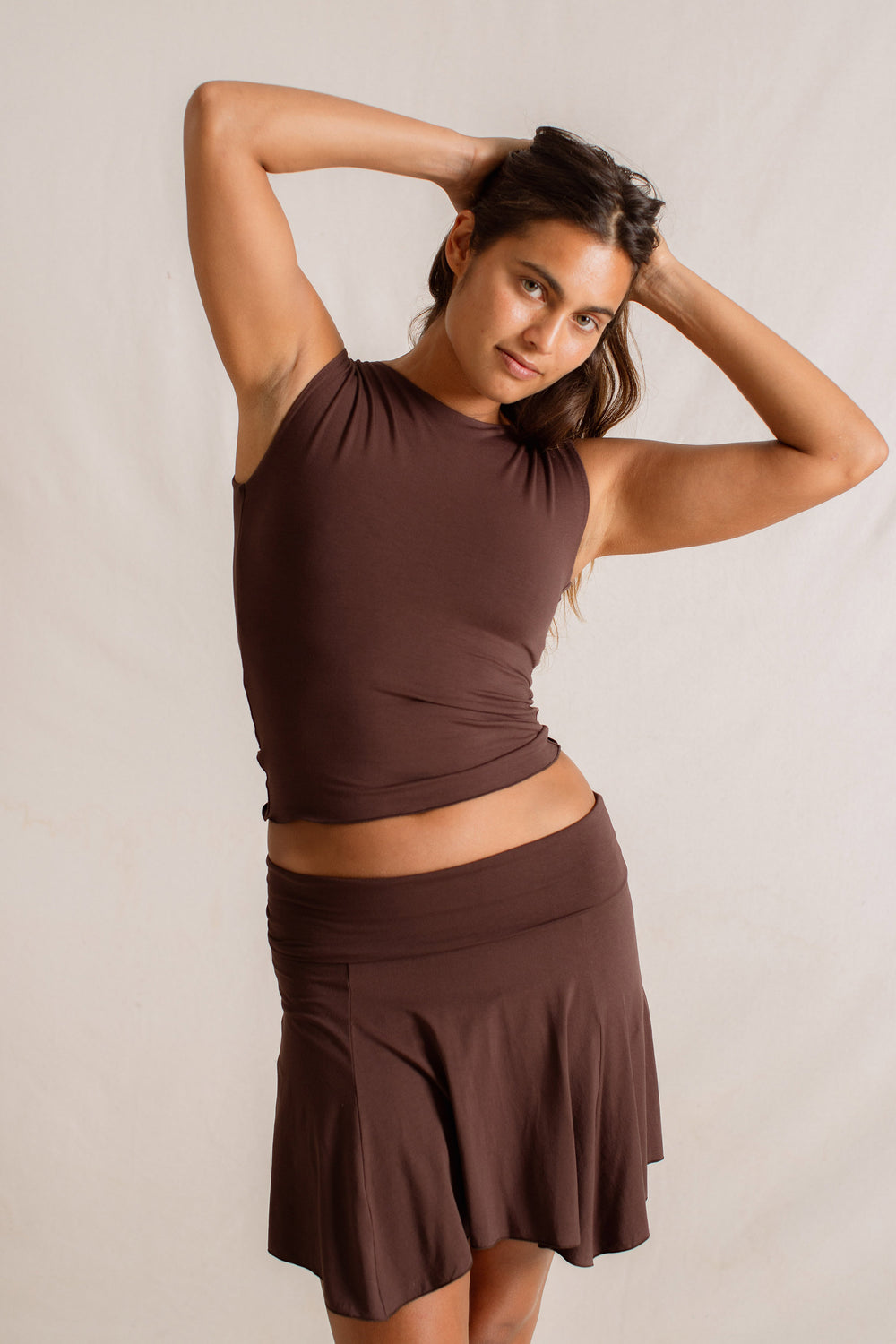 Haley is wearing size XS/S. Bust 87cm (34.25”), Waist 63cm (24.8”), Hips 92cm (36.22”), Height 172cm (5.6”) | Size XS/S