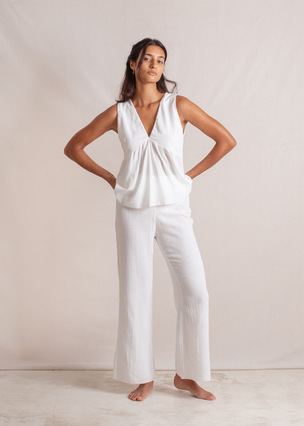 Tara is wearing size S, Bust 86cm (33.8”), Waist 60cm (23.6”), Hips 89cm (35”),  Height 175cm (5.7”) | Size S