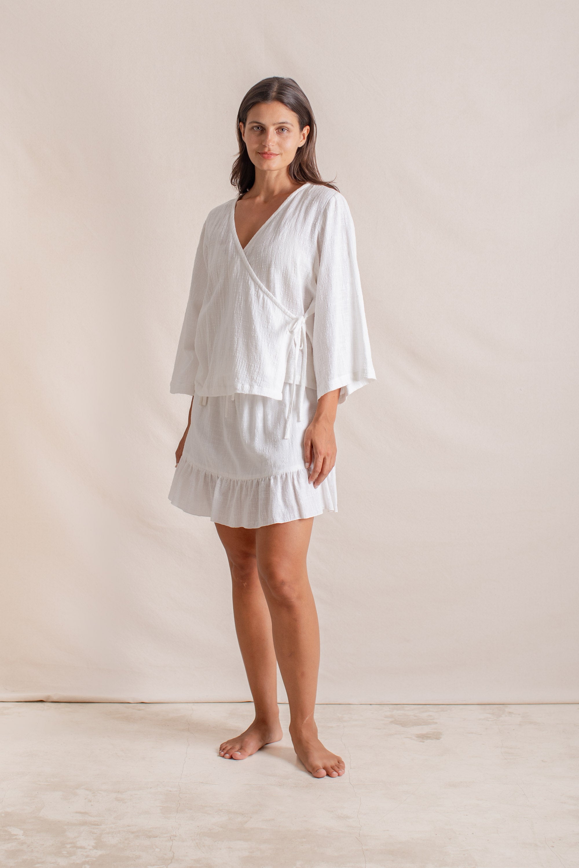 Thea is wearing size XS/S, Bust 86cm (33.9”), Waist 64cm (25.2”), Hips 94cm (37”), Height 170cm (5.58”)  | Size XS/S